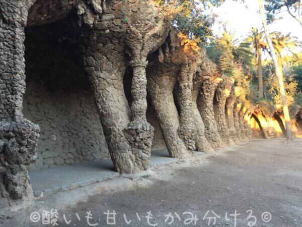 Masonry stone columns at sunrise