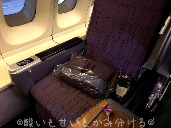 タイ航空TG316便ビジネスクラスの座席