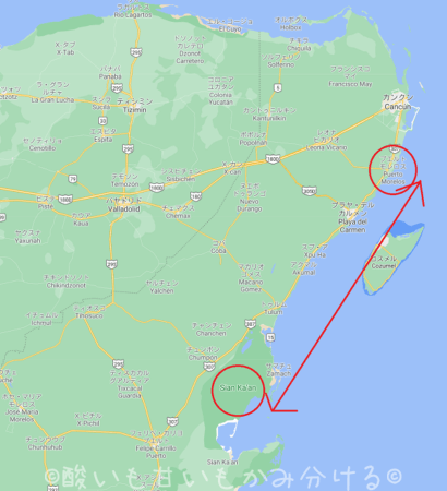 地図上でのリビエラ マヤの位置