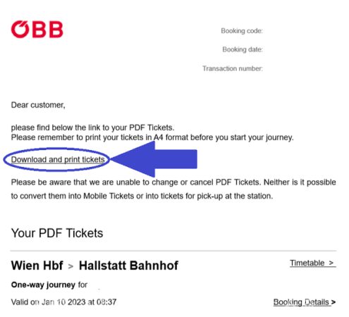 ÖBB（オーストリア連邦鉄道）PDFチケット発券e-mail
