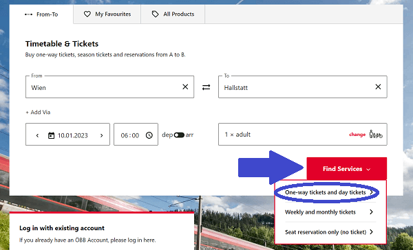 ÖBB（オーストリア連邦鉄道）チケット購入画面②