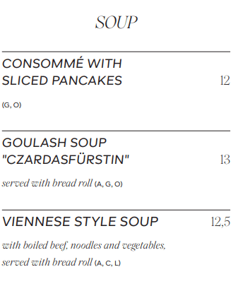 レストランでのスープの値段