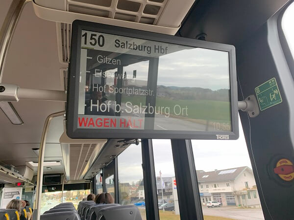 バートイシュルからザルツブルグへのバス移動中注意して欲しい停車駅名