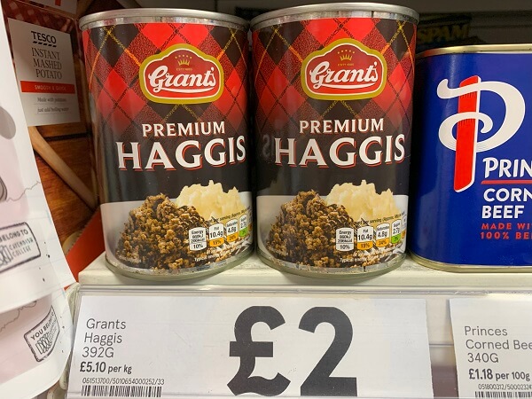 缶詰で売っているハギス（Haggis)
