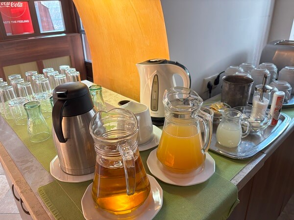 Park Hotel Hévízの朝食飲み物チョイス例