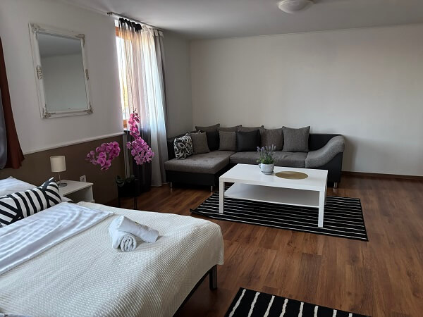 É‑Vaskó Panzió és Borpinceのツイン/ダブルルームの部屋の様子