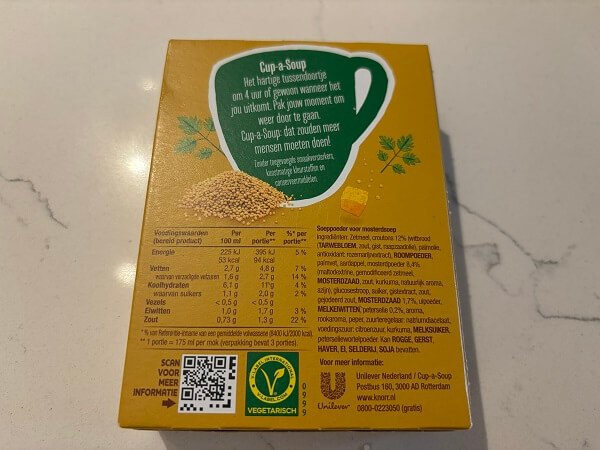  マスタードスープ（Mosterdsoep）の素パッケージ裏