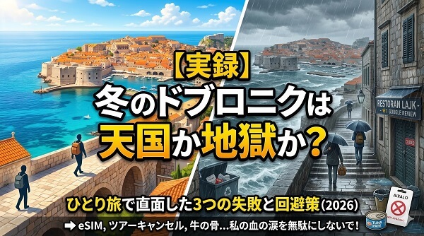 【実録】冬のドブロニク観光は天国か地獄か?ひとり旅で直面した3つの失敗と回避策(2026年版)